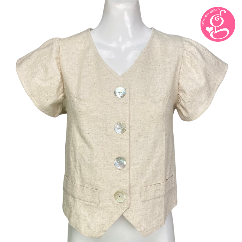 Organic Linen Butterfly Sleeves Vest & Pants Set