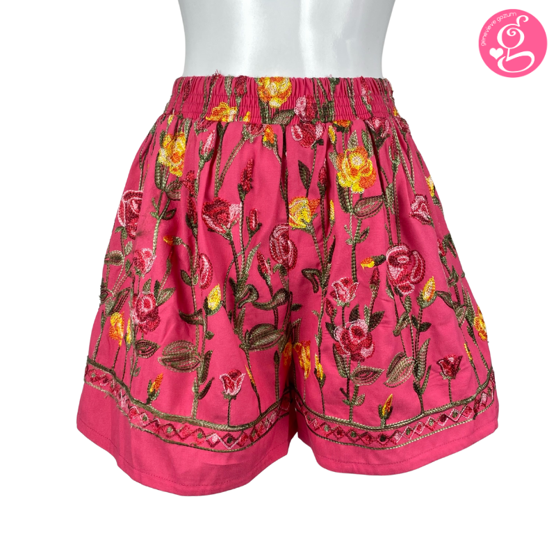 Honolulu Shorts with Multi Color Embroidered Eyelet