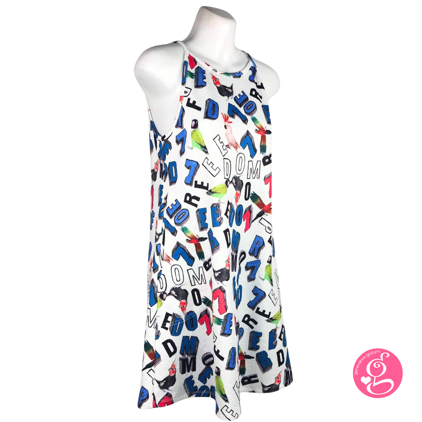 Genevieve Gozum Arianna Embossed Neoprene Freedom Halter Dress