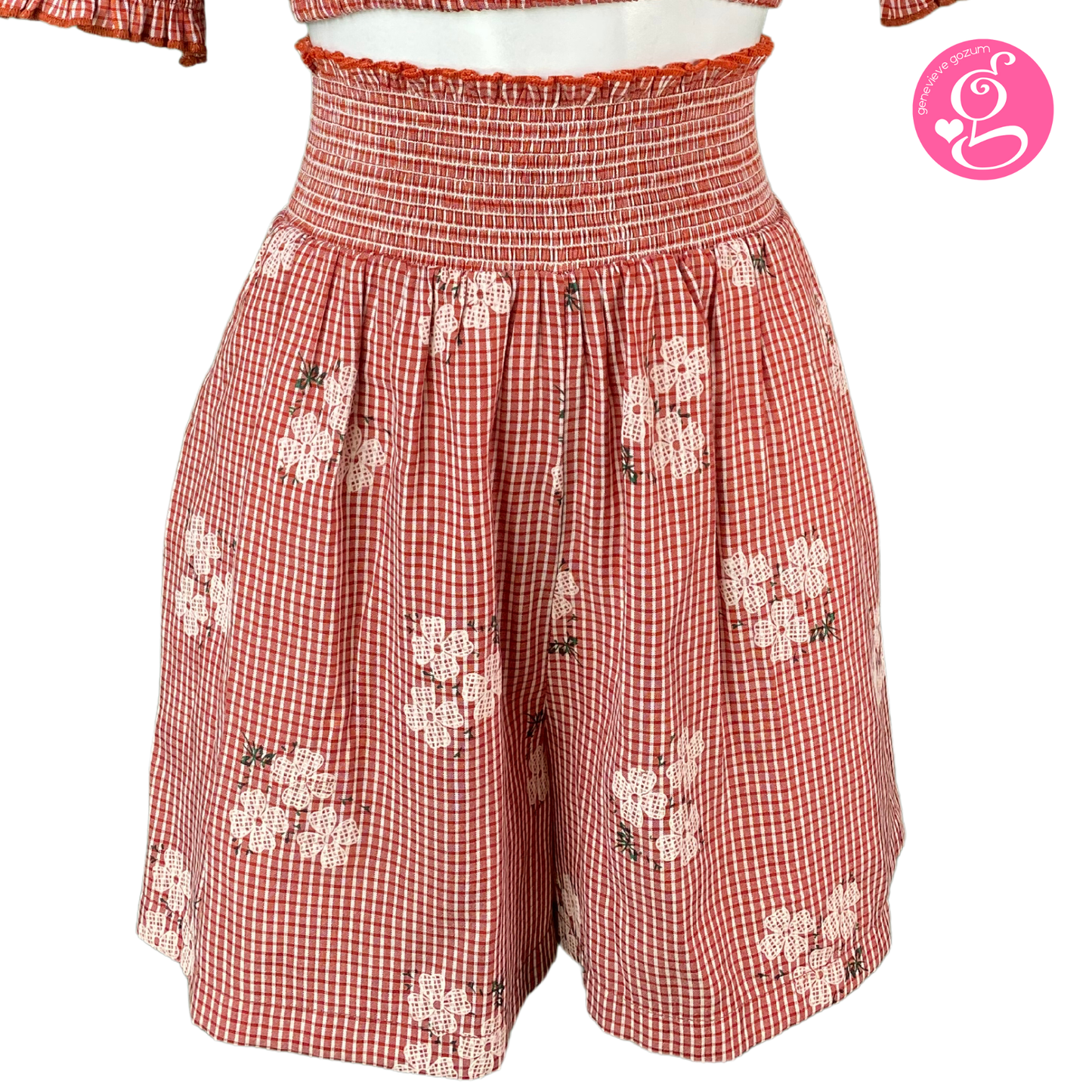 Sweet Gingham & Flowers Sabrina & Shorts Set