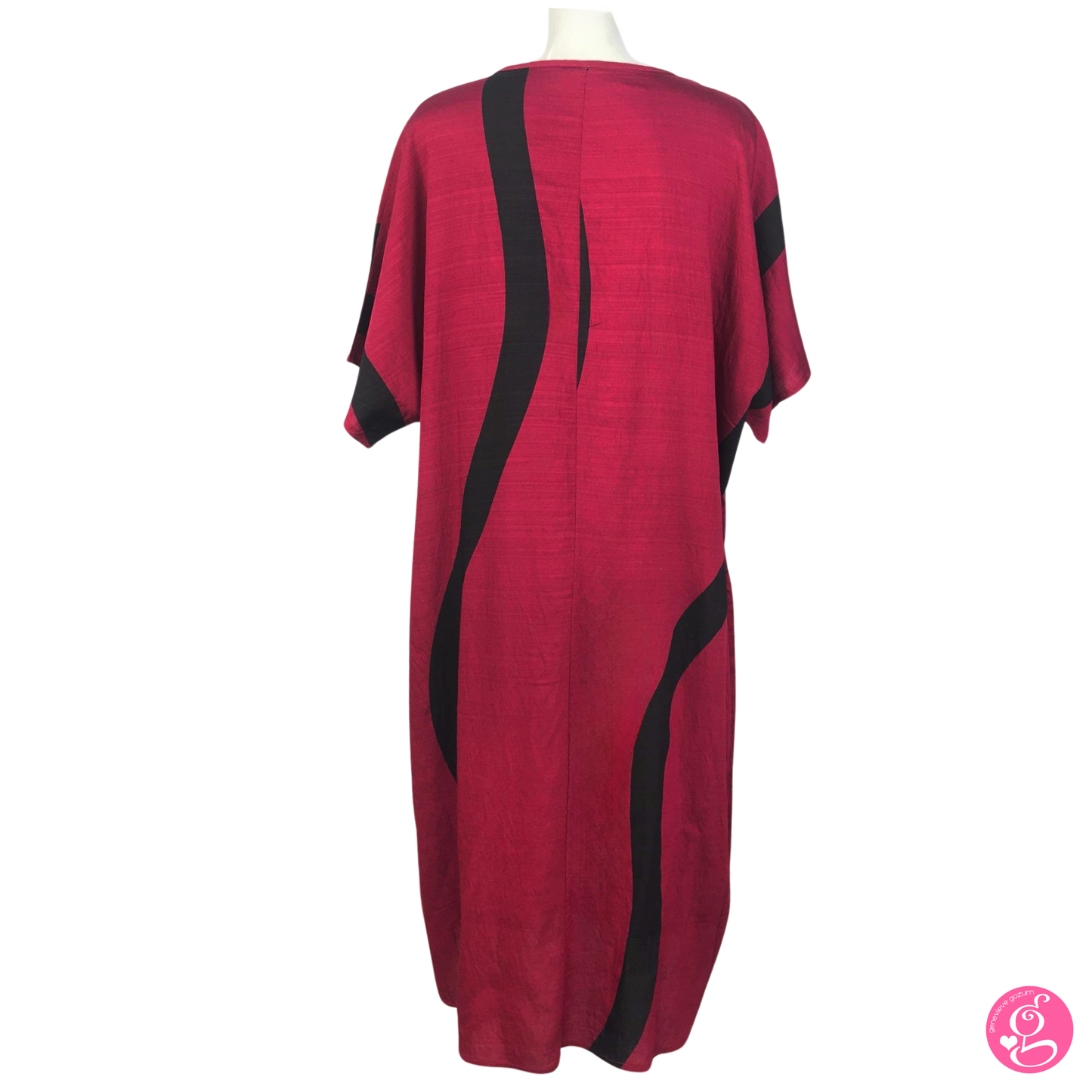 Graphic Print Linen Crepe Kaftan Dress