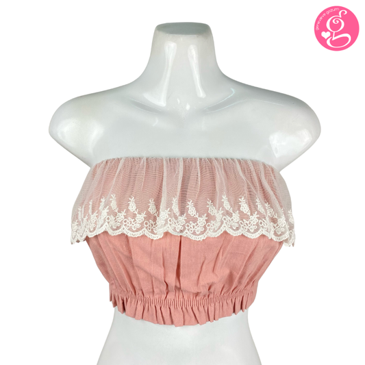 Linen Callado Lace Cropped Top