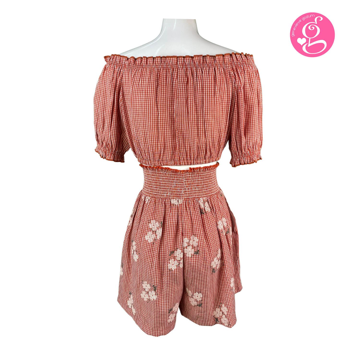 Sweet Gingham & Flowers Sabrina & Shorts Set