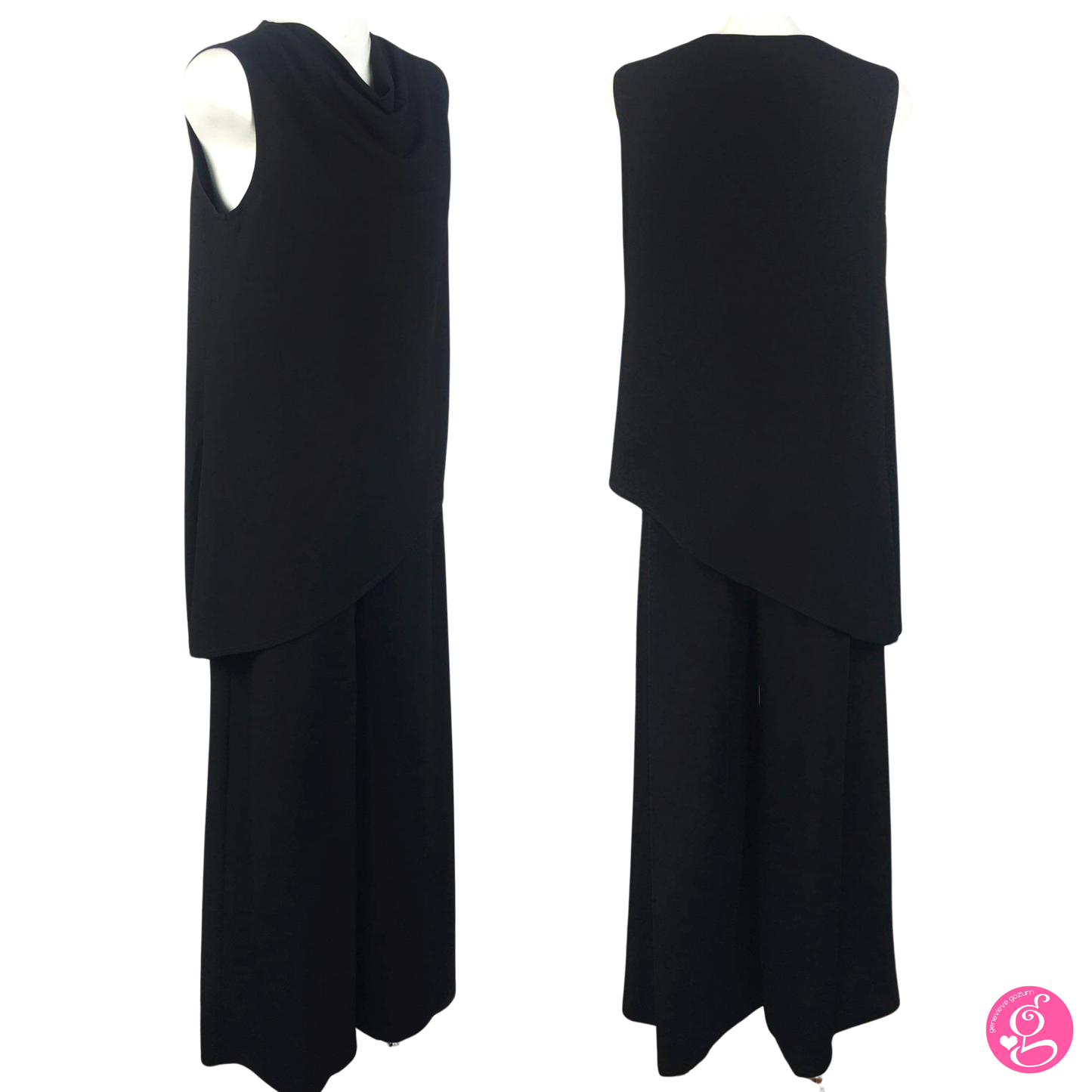 Asymmetrical Cowl Neck Blouse with Wide Leg Pants Set