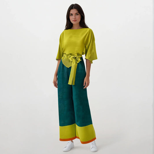 Masterpiece Color Blocking Blouse and Pants