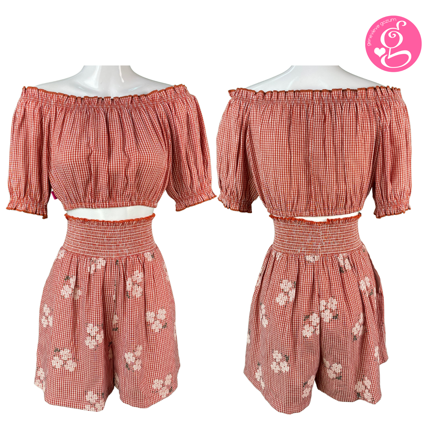 Sweet Gingham & Flowers Sabrina & Shorts Set