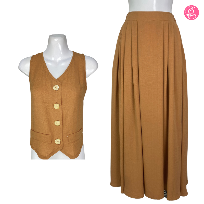Organic Linen Vest & Maxi Skirt Set