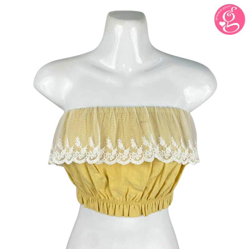 Linen Callado Lace Cropped Top