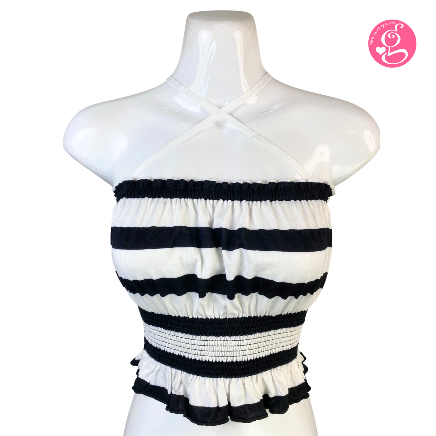 Genevieve Gozum Big Stripes Slimming Bandeau Tube Top