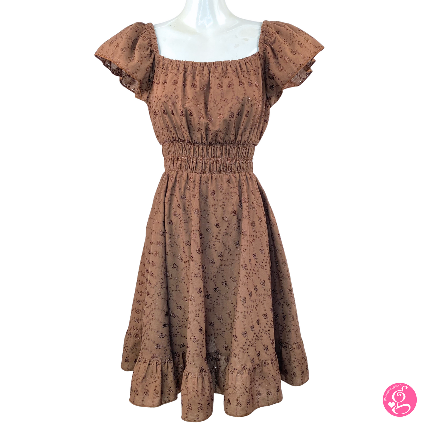 Satin Embroidery Butterfly Short Dress