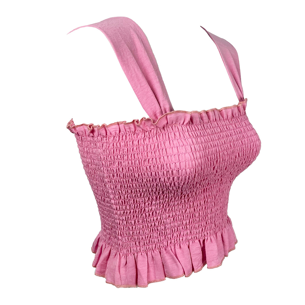 Wide Strap Shirred Top