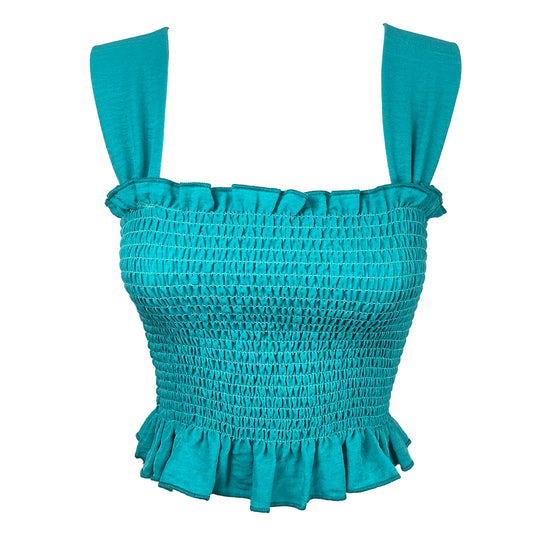 Wide Strap Shirred Top
