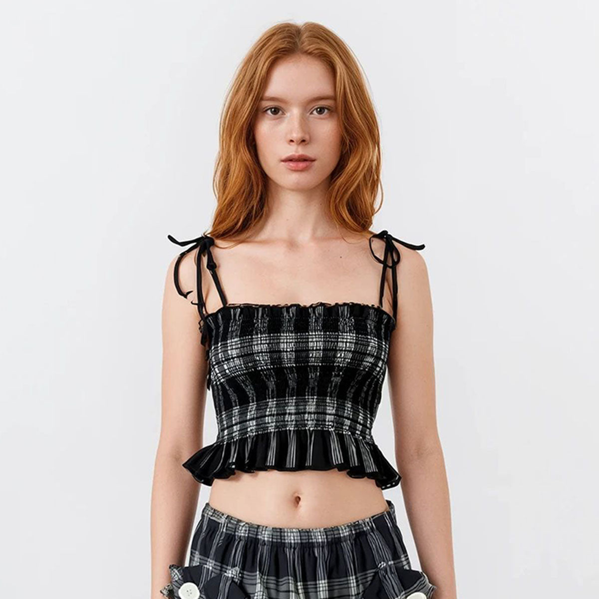 Spaghetti K Pop Gingham Tube Top