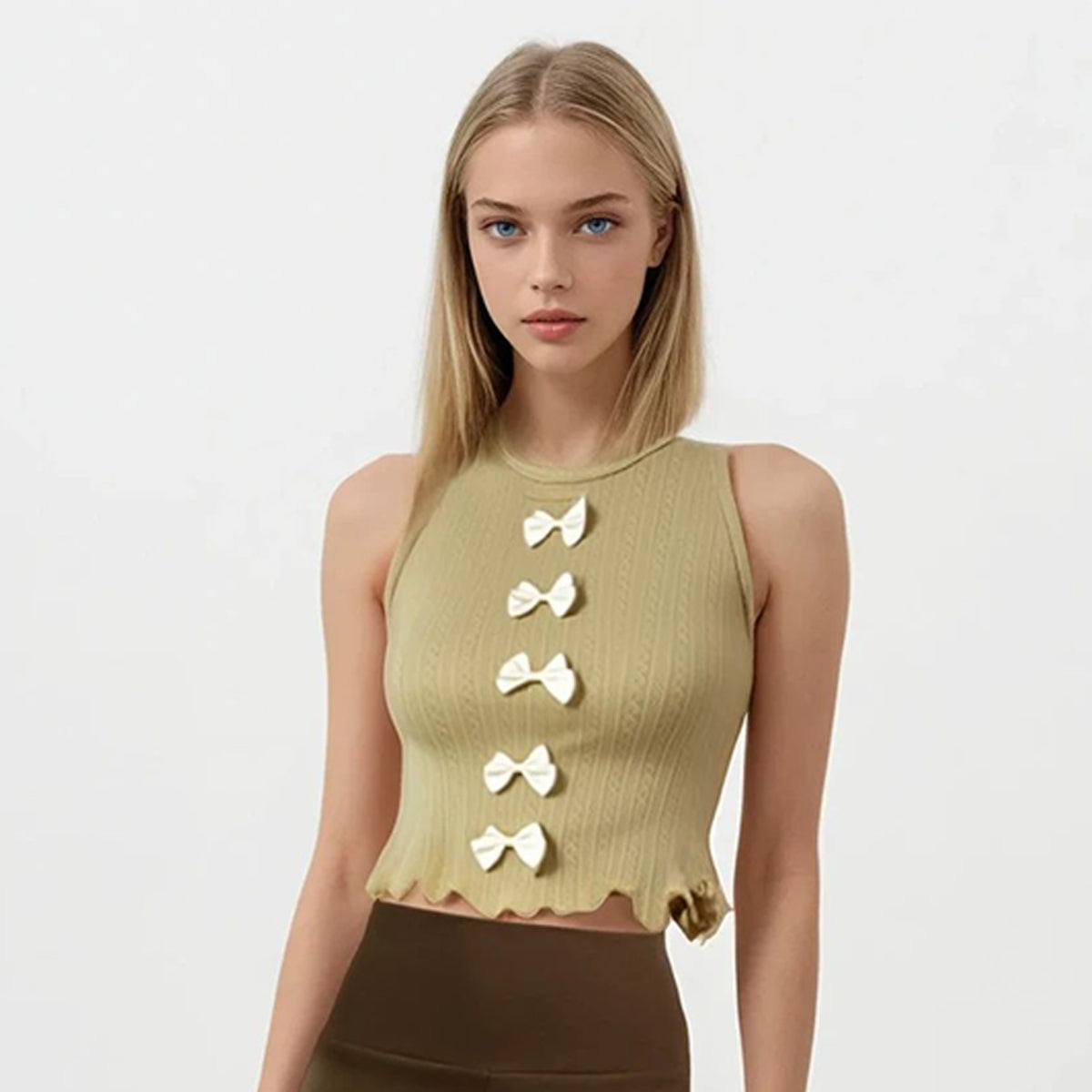 Fancy Knit 5 Bow Tank Top
