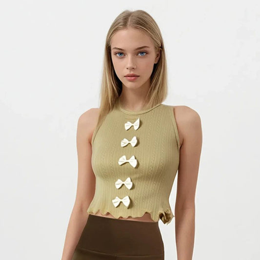 Fancy Knit 5 Bow Tank Top