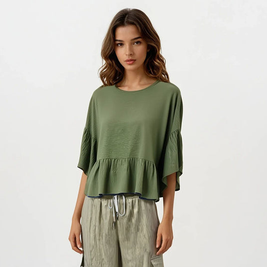Susan Ruffles Dolman Top Plain