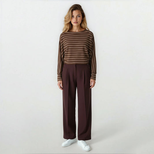 Elegant Comfort Trousers Side Tab Waist with Pleats