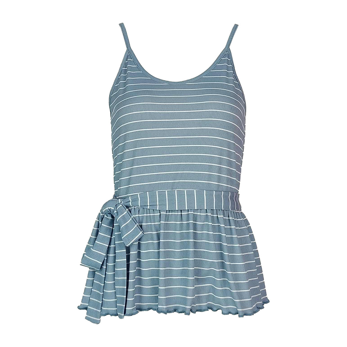 Stripes Spaghetti Peek A Boo Peplum Top