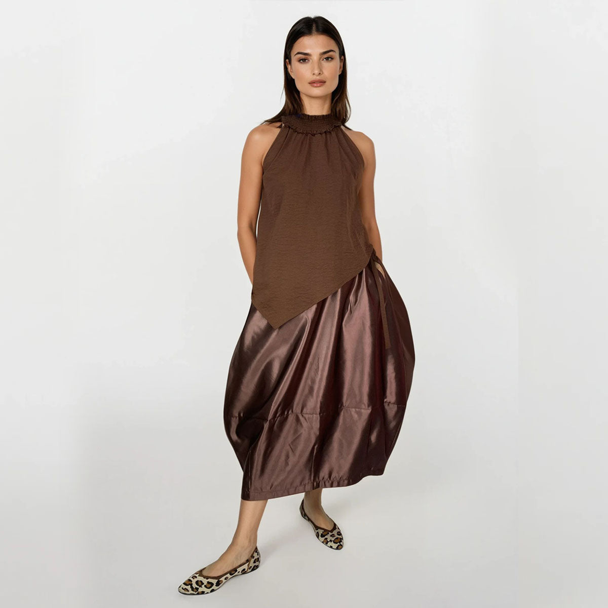 Asymmetrical Hi Neck Halter Tunic