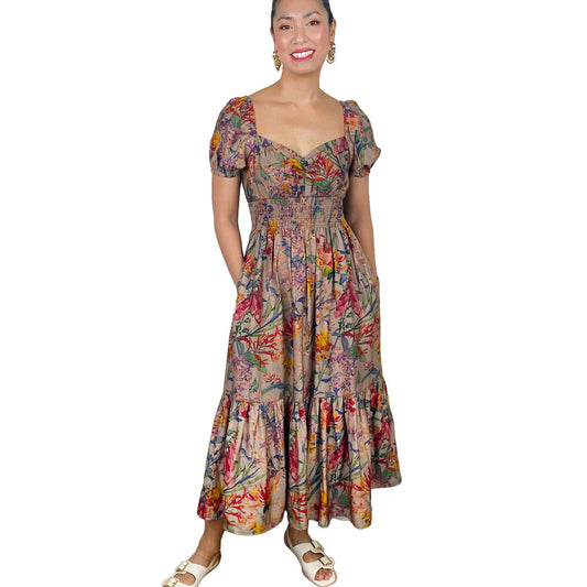 Organic Earth Floral Sweetheart Maxi Dress