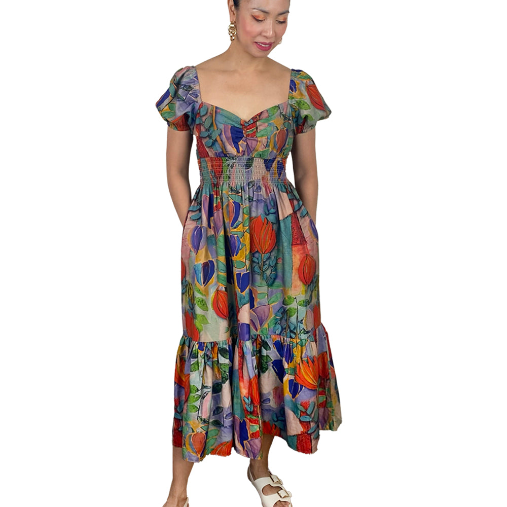 Organic Earth Floral Sweetheart Maxi Dress