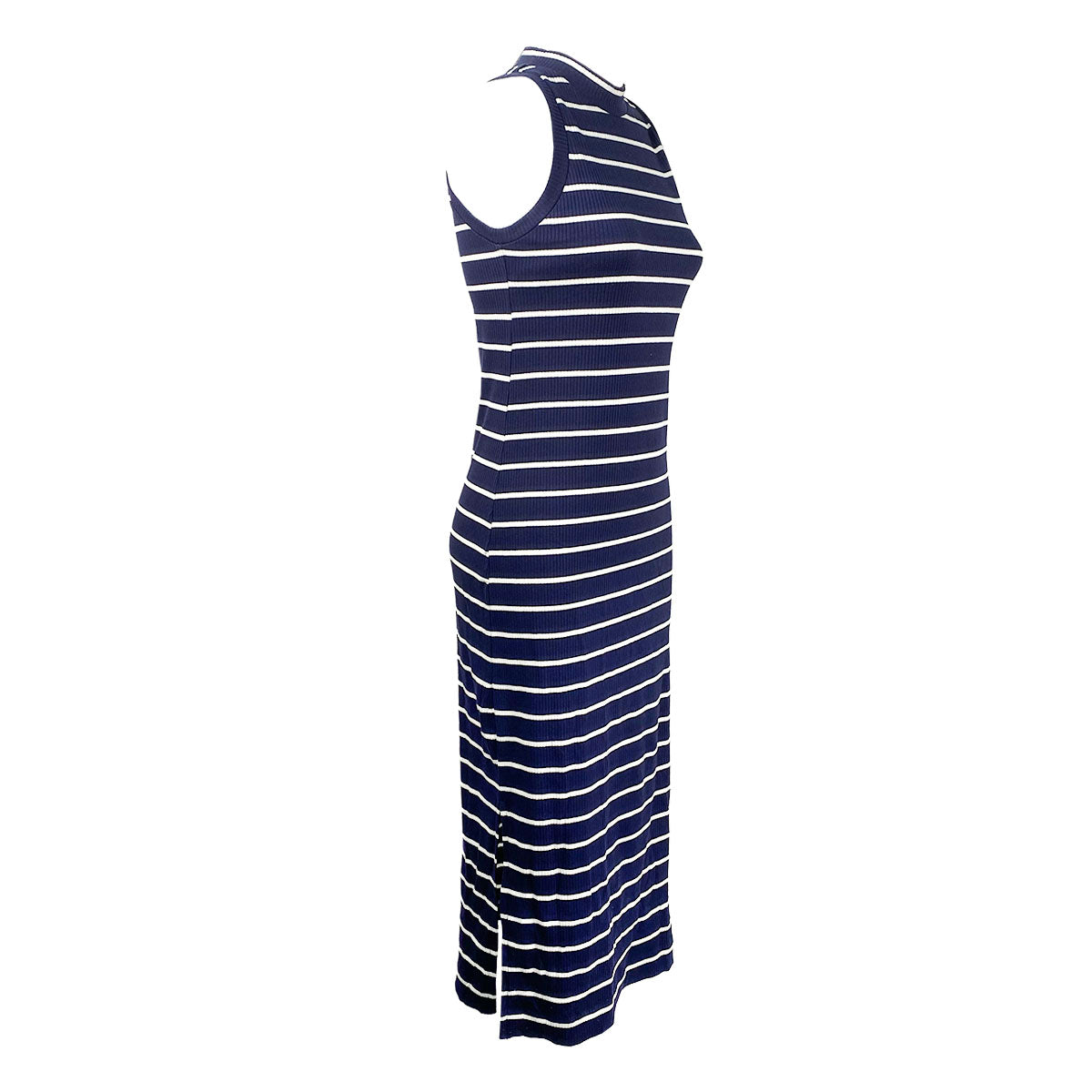 Nautical Stripes Bodycon Halter with Sexy Side Slits Dress