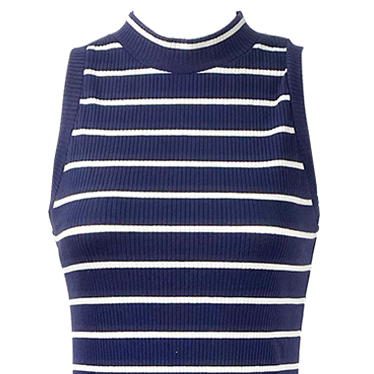 Nautical Stripes Bodycon Halter with Sexy Side Slits Dress