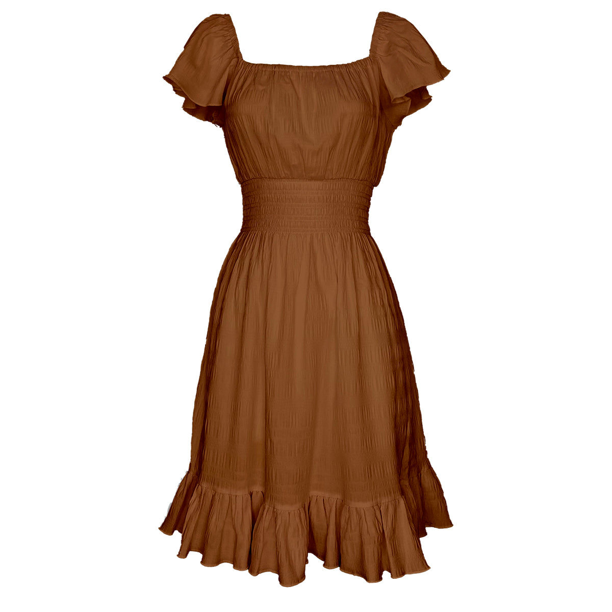 Butterfly Sleeves Dress Seersucker