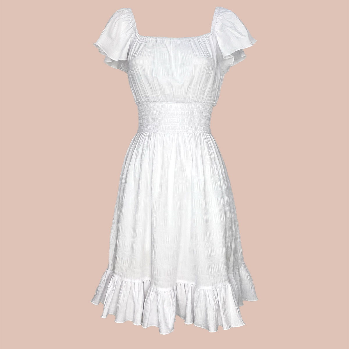 Butterfly Sleeves Dress Seersucker