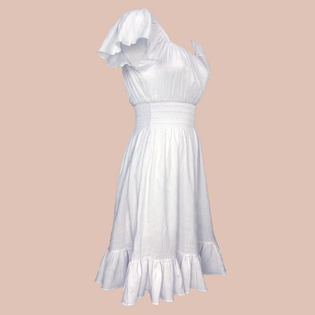 Butterfly Sleeves Dress Seersucker