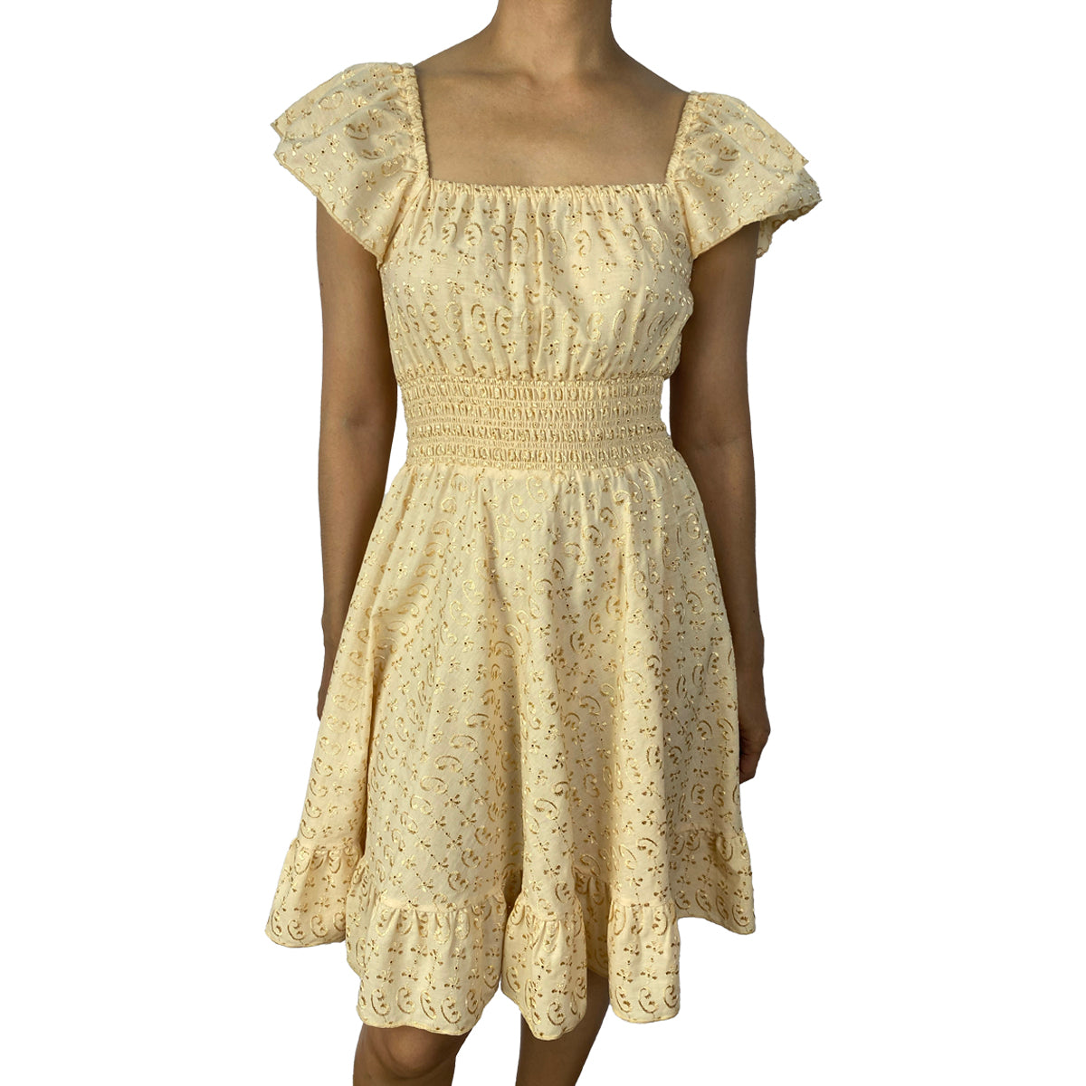 Satin Embroidery Butterfly Short Dress