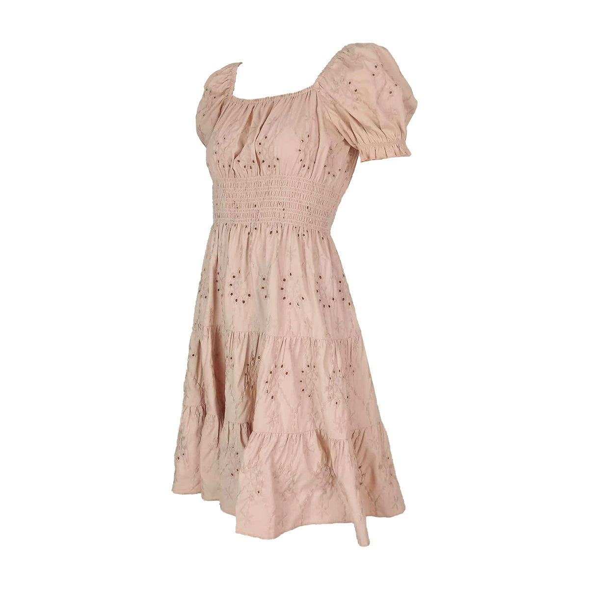 Cotton Eyelet Deep Square Neck Knee Length Dress