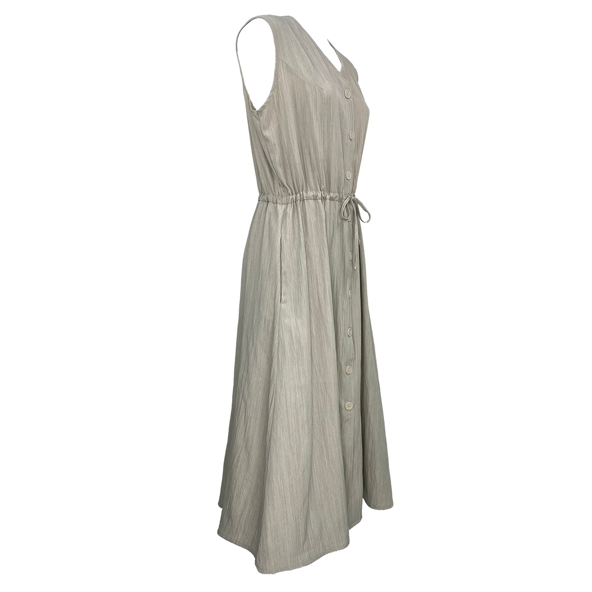 Textured Linen V Neck Button Down Sleeveless