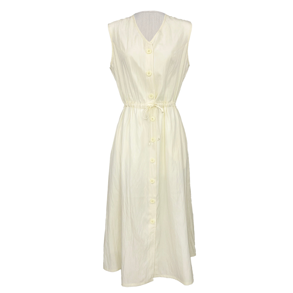 Textured Linen V Neck Button Down Sleeveless