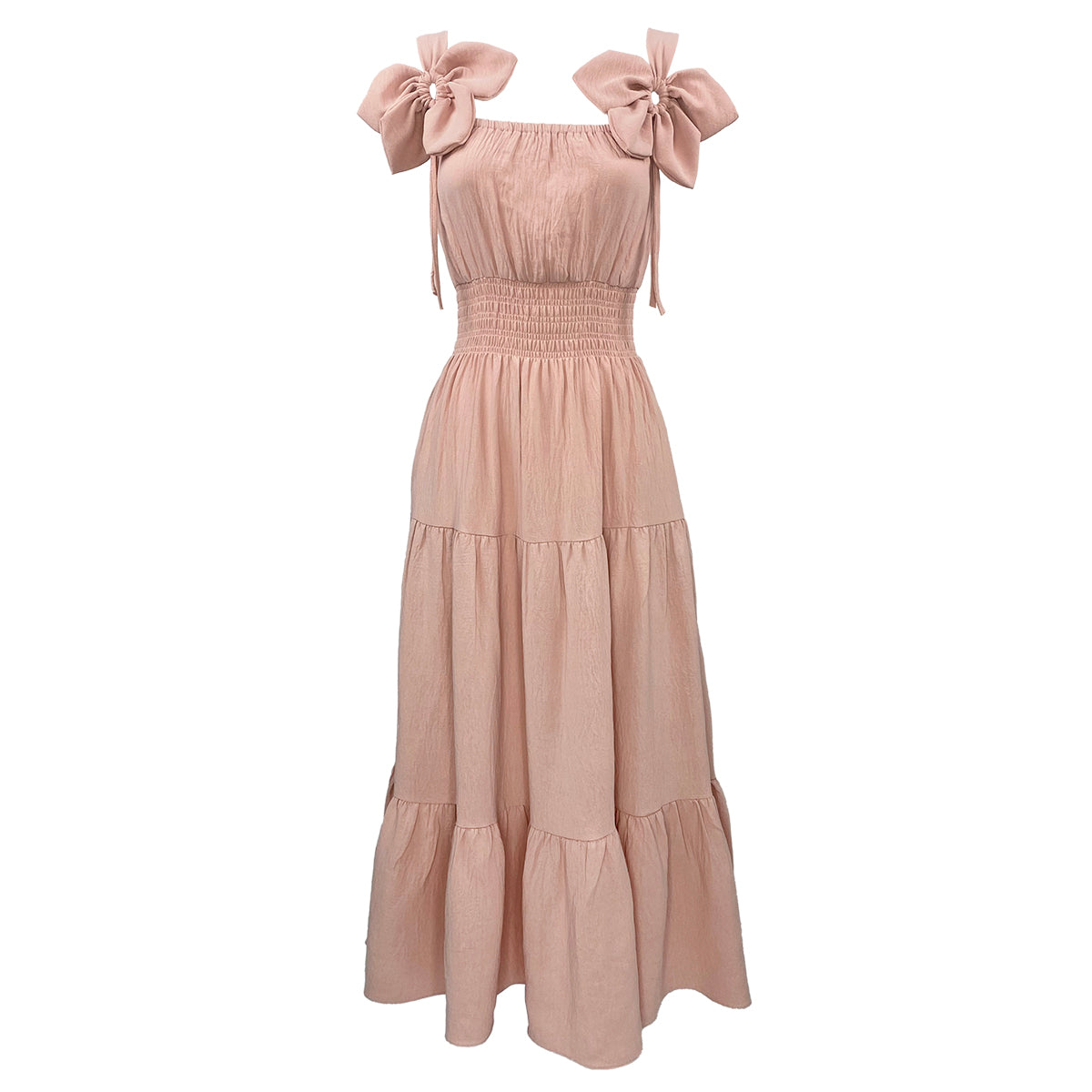 Soft Textured Linen Four Petal Sofia Maxi Dress