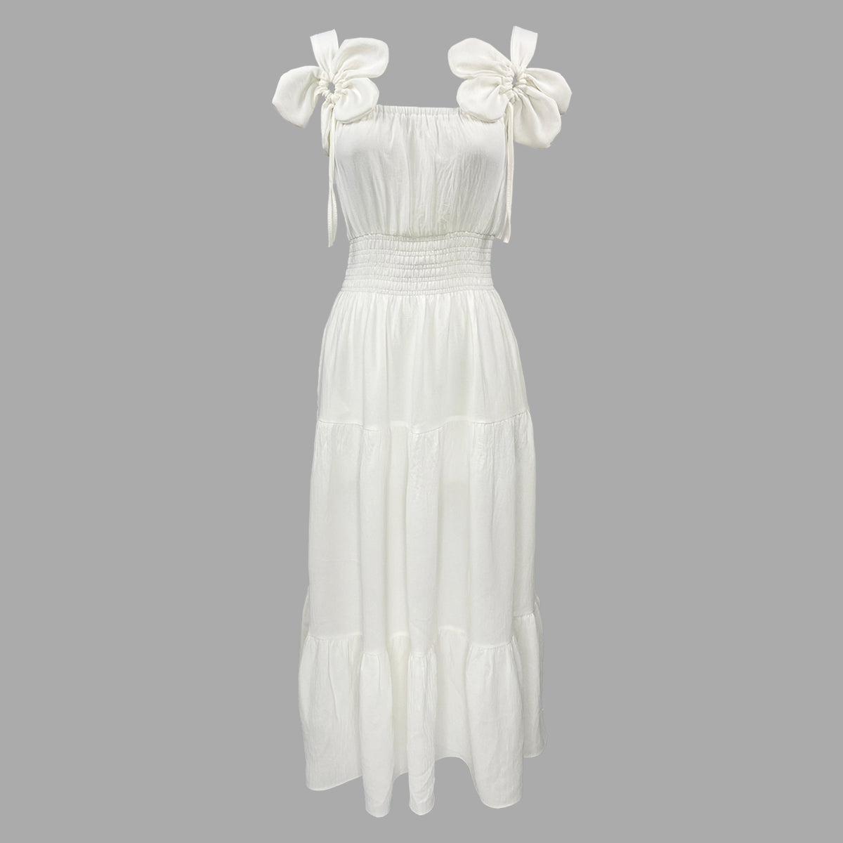 Soft Textured Linen Four Petal Sofia Maxi Dress