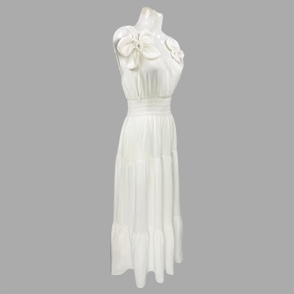 Soft Textured Linen Four Petal Sofia Maxi Dress