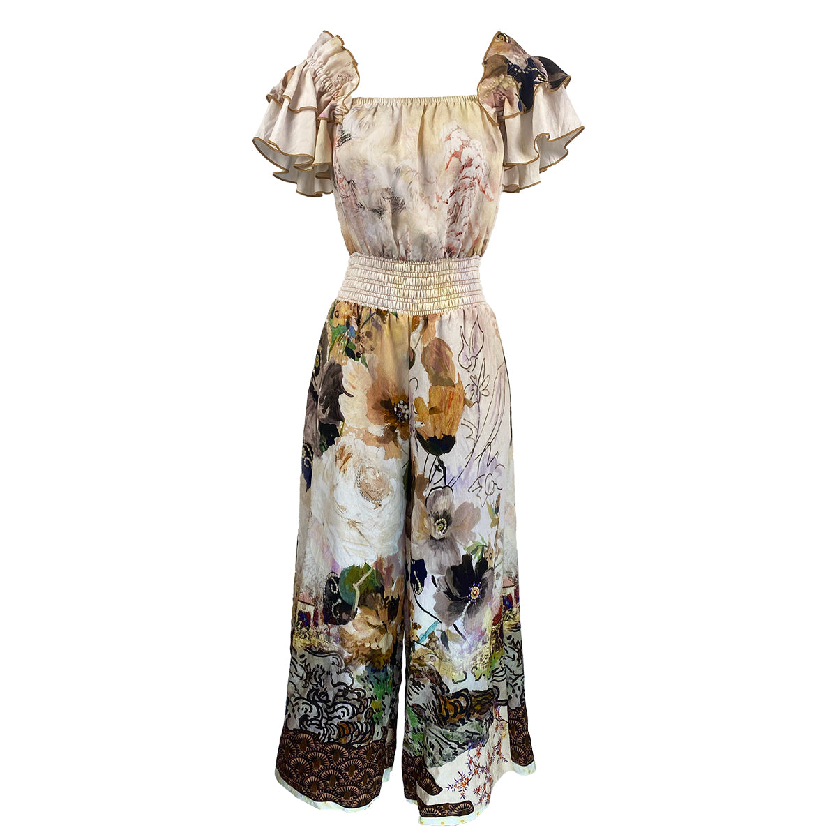 Luna Ruffles Sleeves Printed Jumpsuit