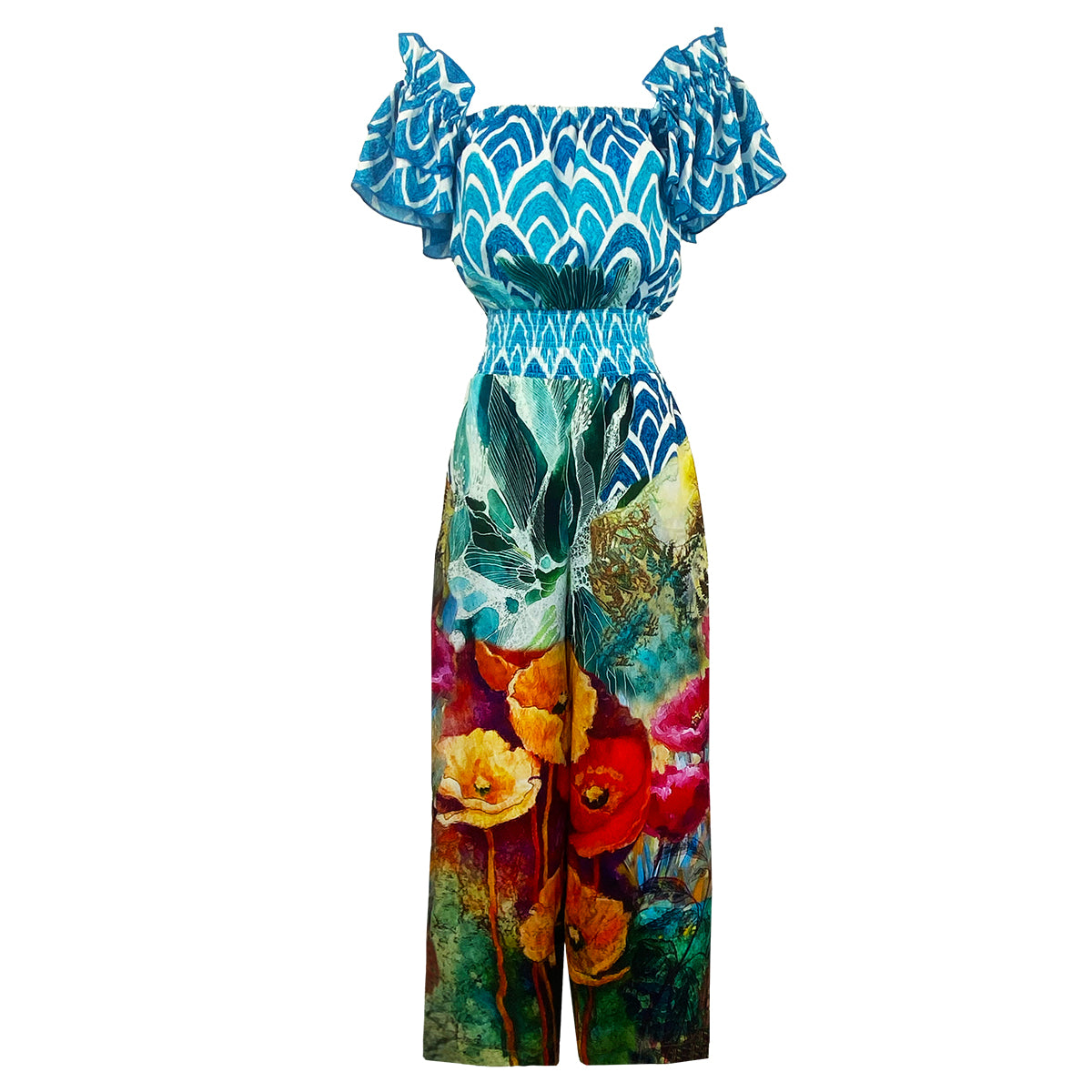 Luna Ruffles Sleeves Printed Jumpsuit