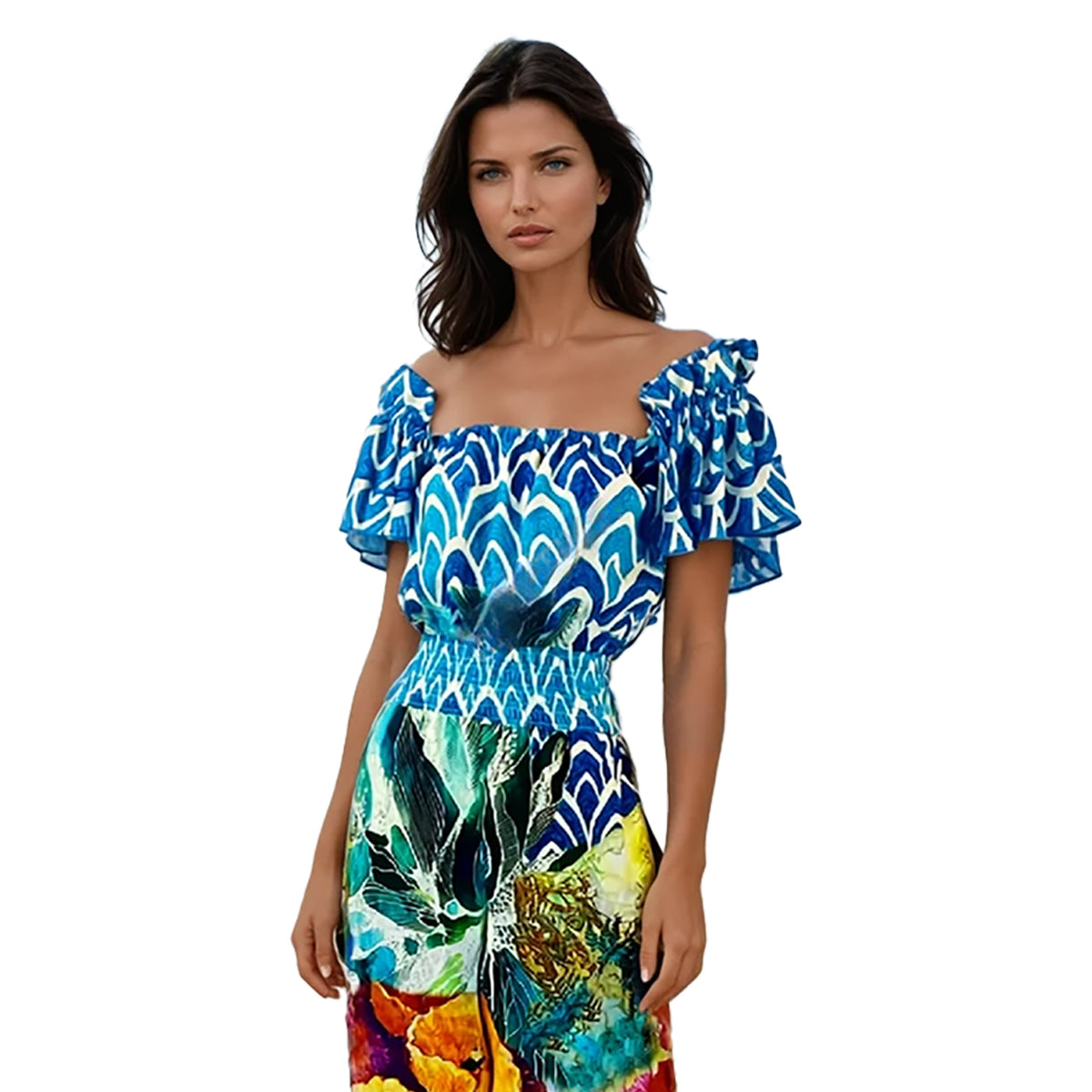 Luna Ruffles Sleeves Printed Jumpsuit