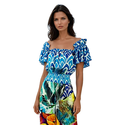 Luna Ruffles Sleeves Printed Jumpsuit