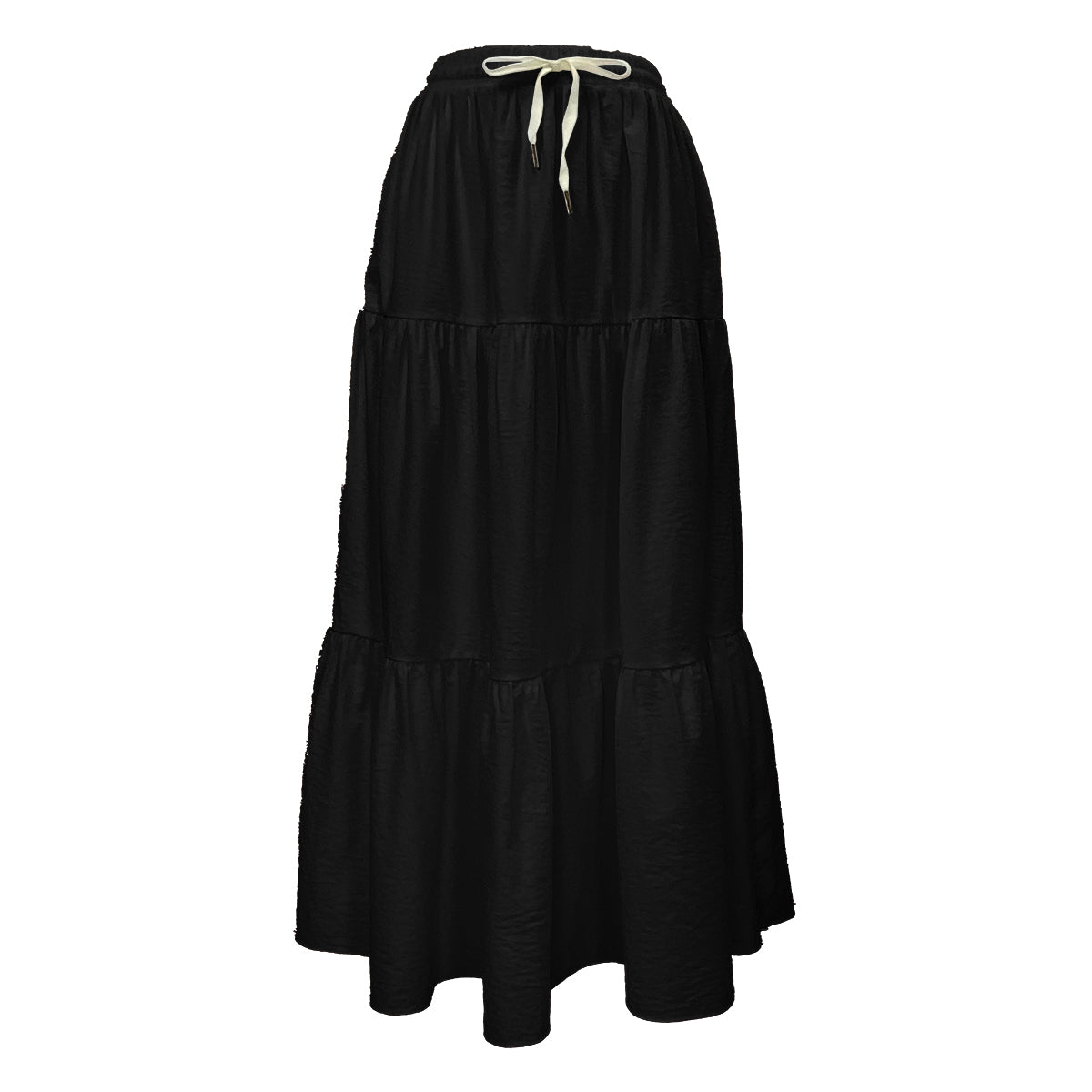 Loose Tiered Plain Maxi Skirt