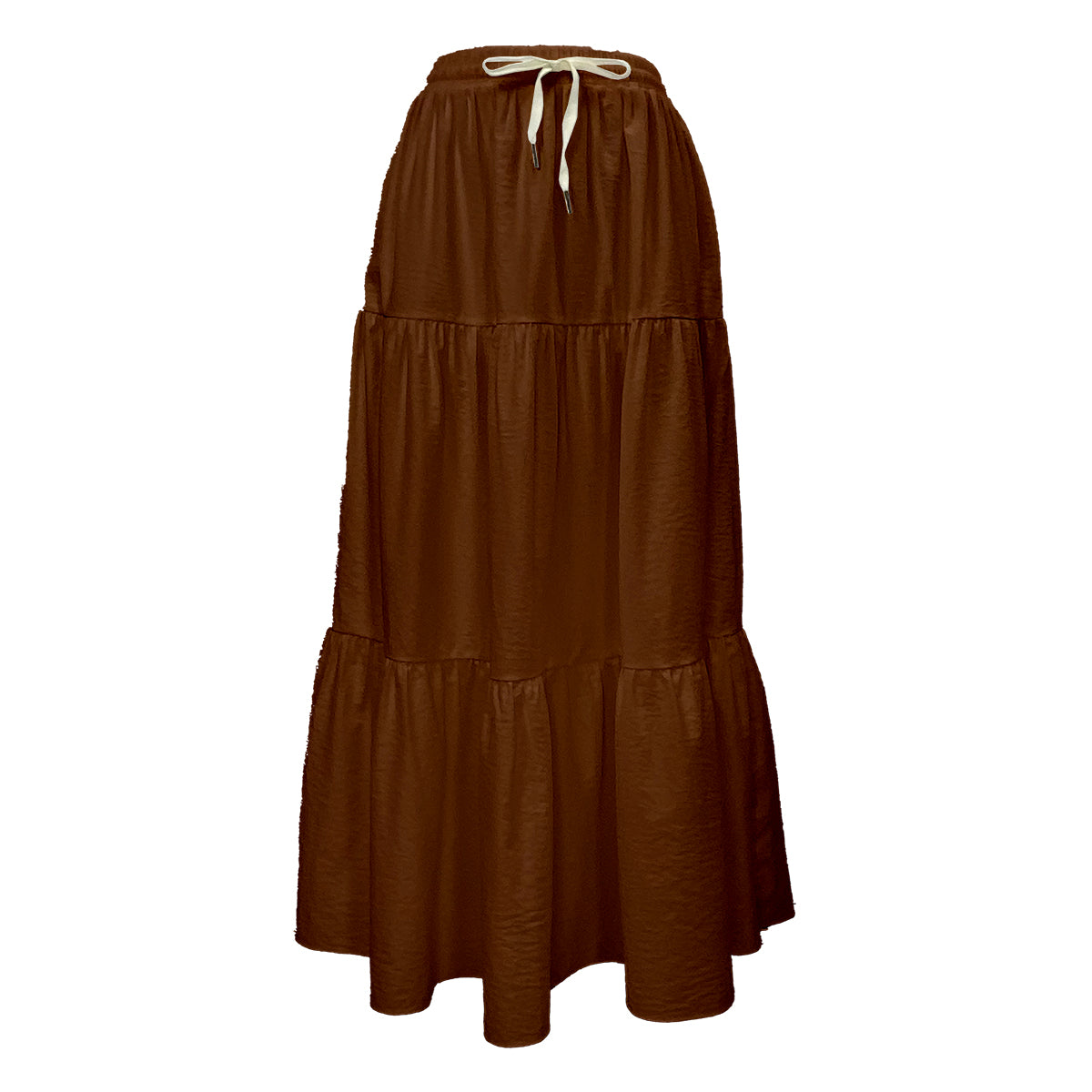 Loose Tiered Plain Maxi Skirt