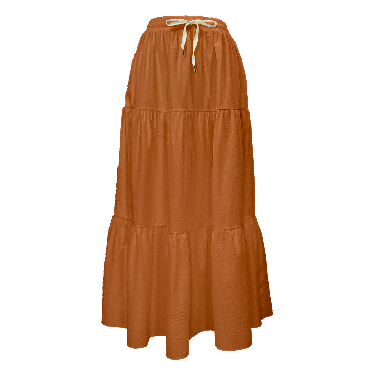 Loose Tiered Plain Maxi Skirt