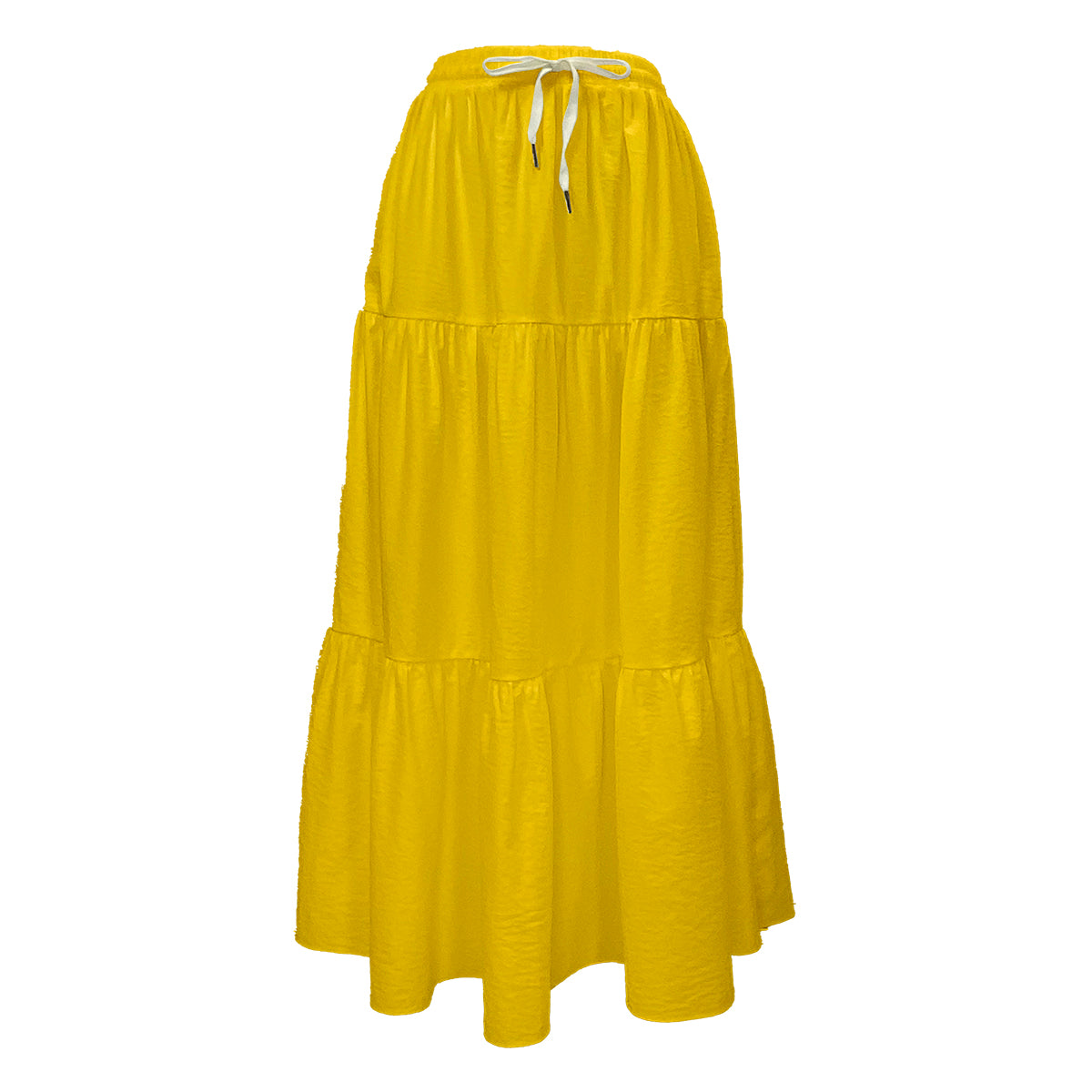 Loose Tiered Plain Maxi Skirt