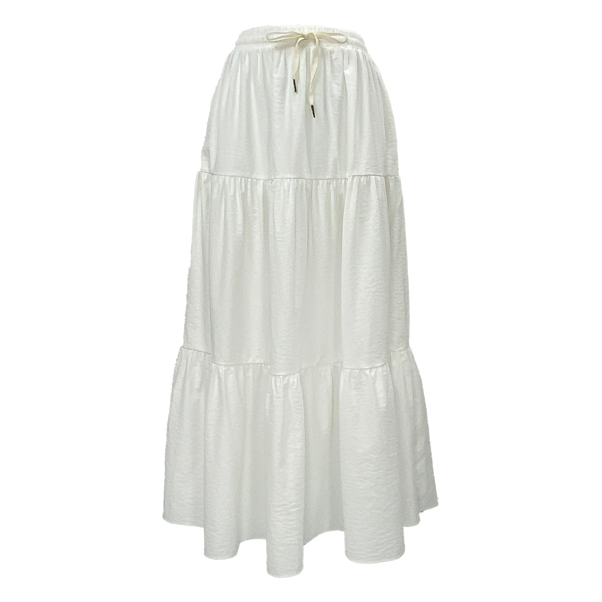Loose Tiered Plain Maxi Skirt