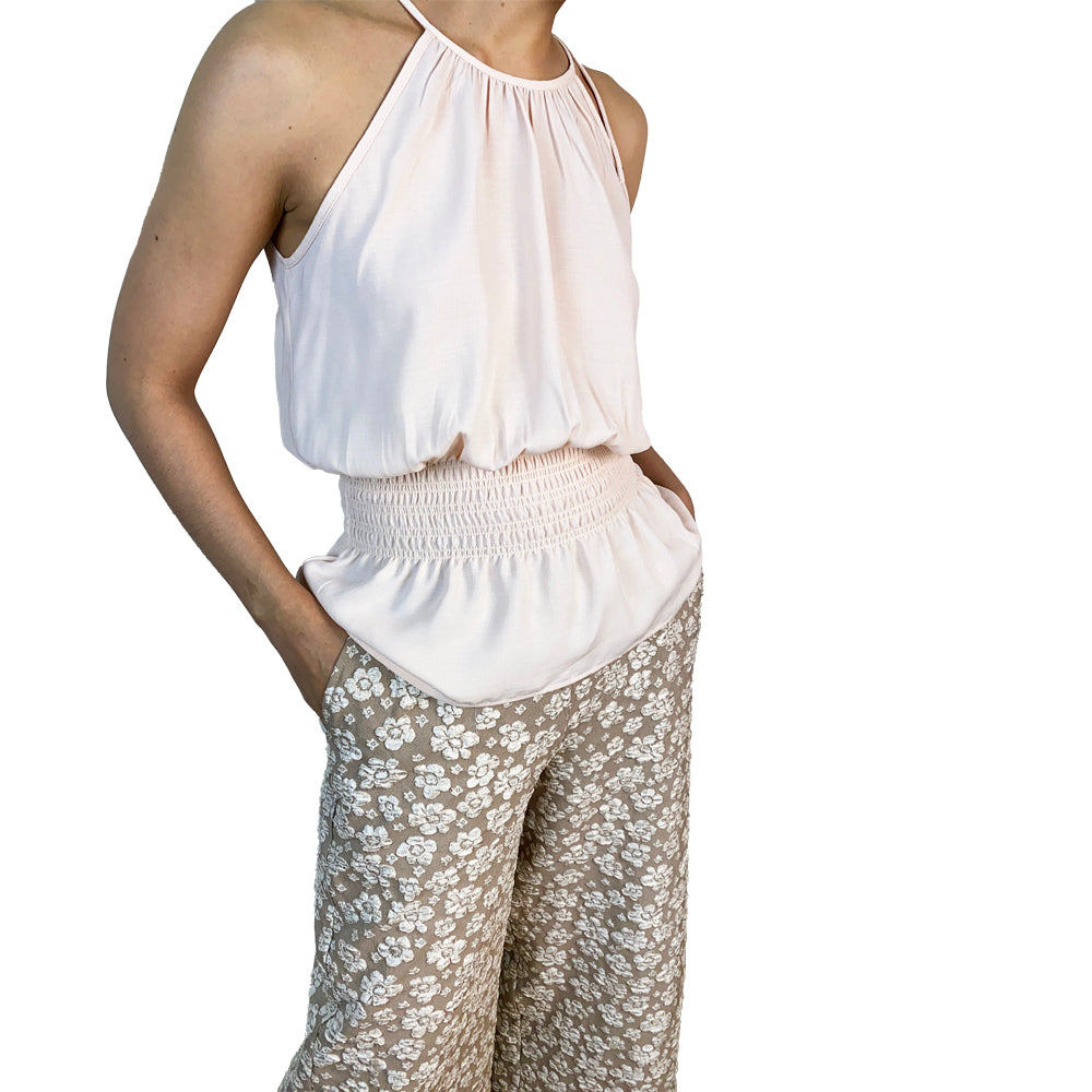 Vieve Halter Blouse and Embossed Pants Set