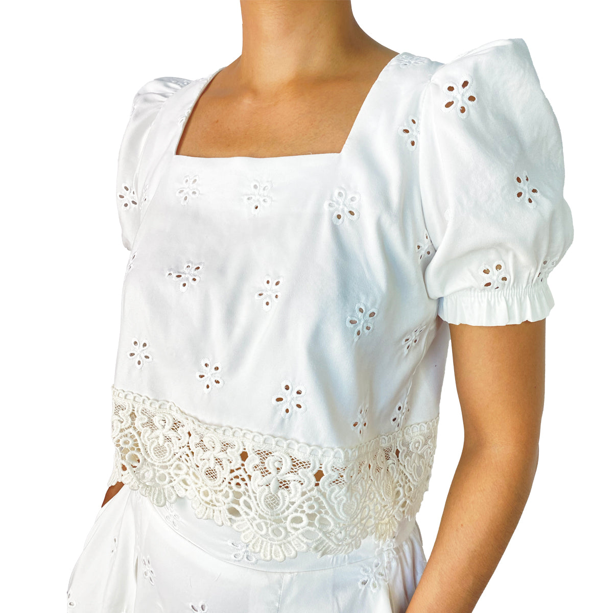 Aria Eyelet Blouse and Skirt Set