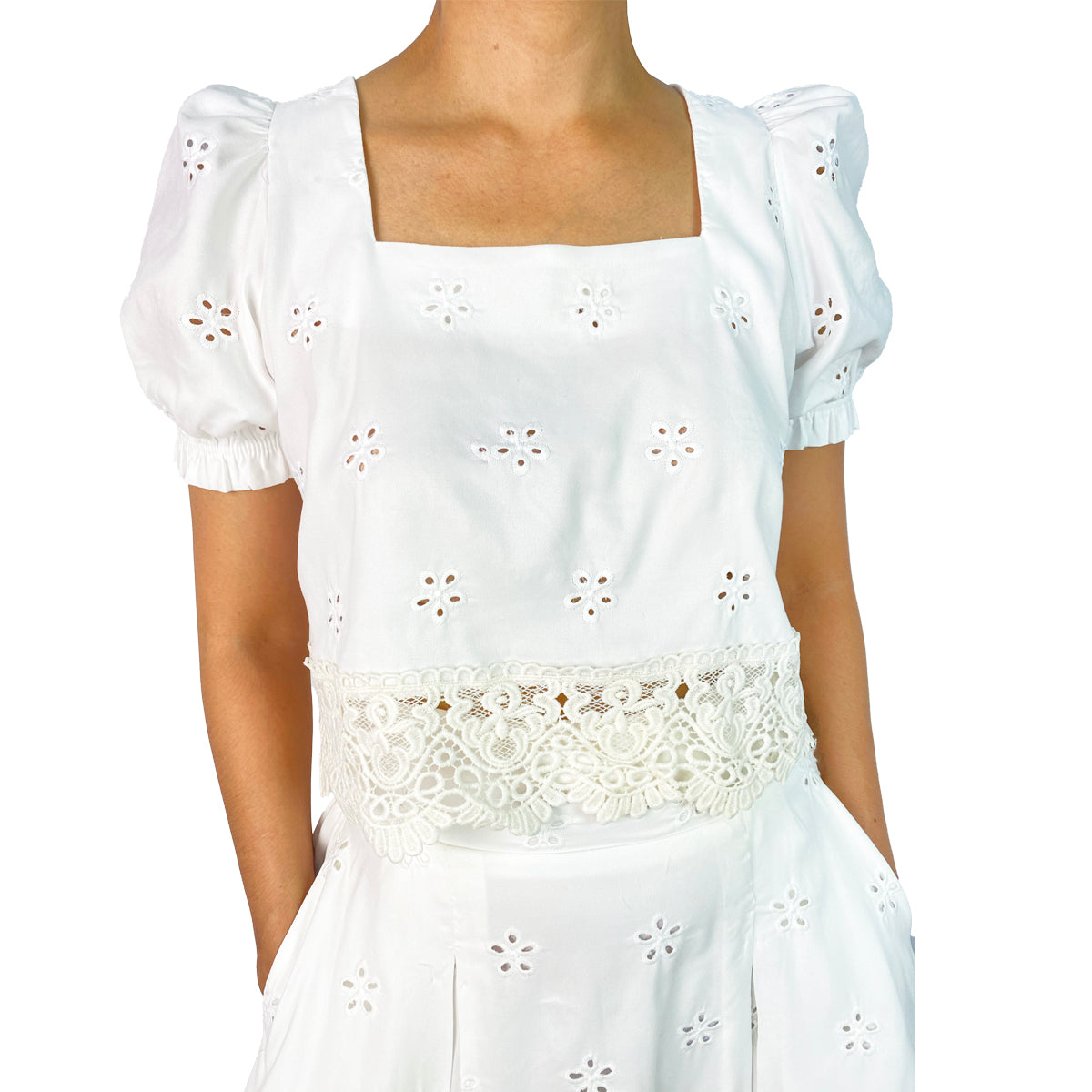 Aria Eyelet Blouse and Skirt Set
