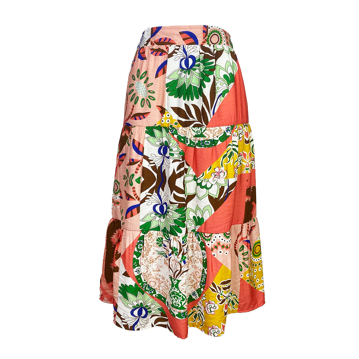 Organic Joyful Patchwork Tea Length Blouse and Skirt Set